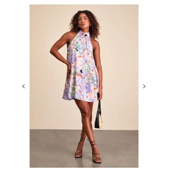 Lulus Lavender Multi Floral Mini Shift Dress Purple Size M NWT - Picture 4 of 5